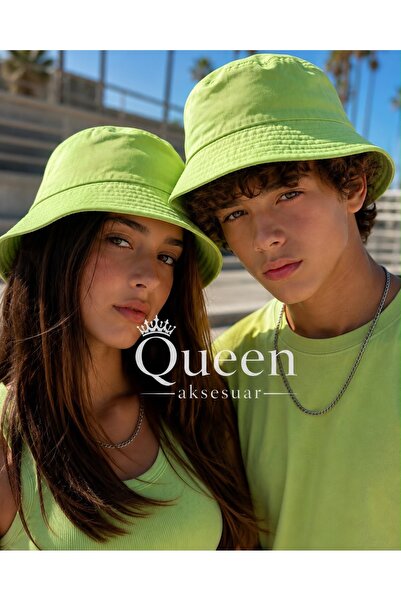 QUEEN AKSESUAR Unisex μονόχρωμο πράσινο φιστικί Καπέλο Bucket Καπέλο Fisherma...