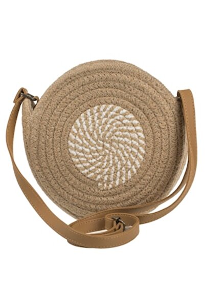 ivokid Geantă crossbody rotundă bej de vară pentru femei 21x4cm
