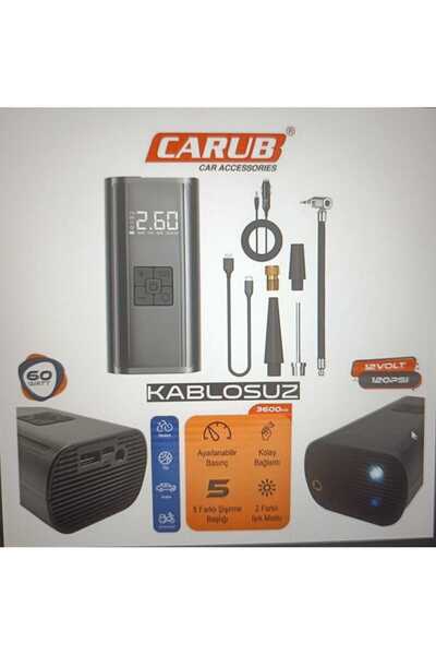 Carub ÇAKMAKLIK ŞARJ-POWERBANK-TYBC 60W HAVA KOMPRESÖRÜ BASINCI AYARLANABİLİR