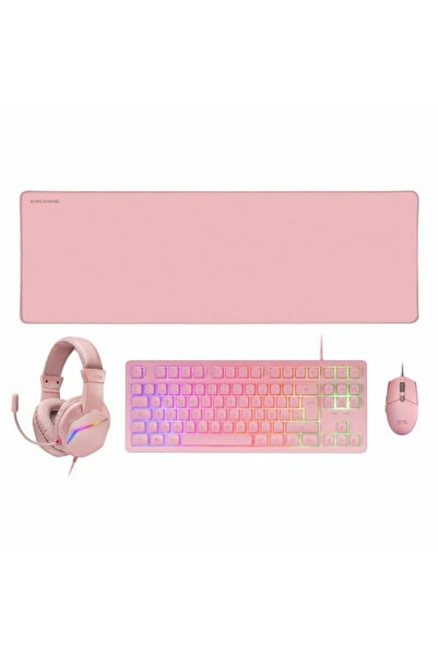 MARS GAMİNG Kit de gaming MCP-RGB3P (mouse, tastatură, căști, mousepad), Roz