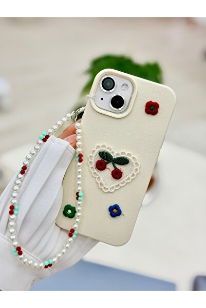 Go Aksesuar Iphone 14 Plus Ve 15 Plus Uyumlu Dantel Charm Kiraz Tasarımlı Sil...
