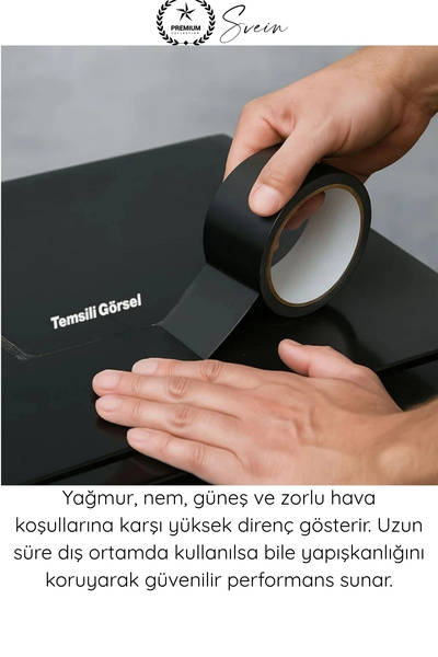 Svein #TamirBandı Duct Tape Tamir Bandı Bez Siyah Güçlü Yapışkan Suya Dayanıklı UV Dirençli Onarım İzolasyon Boru Hortum Çadır Otomotiv Tekne Demetleme Çok Amaçlı Elle Yırtılabilir En 48mm Boy 10 Metre