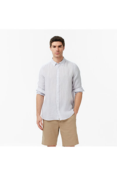Nautica Erkek Gri Regular Fit Keten Gömlek