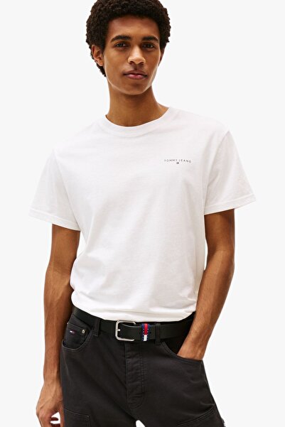 Tommy Hilfiger TJM SLIM LINEAR CHEST TEE EXT Erkek Beyaz T-Shirt - DM0DM21780
