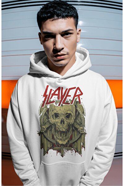 SEVBANO Hanorac premium oversize unisex cu imprimeu pe spate Slayer Rock Meta...