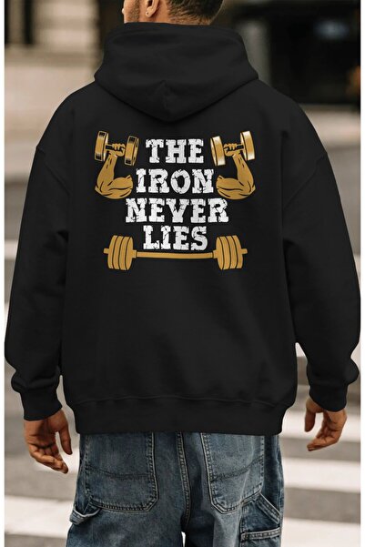SEVBANO هودي من القطن الممشط مطبوع عليه عبارة "The Iron Never Lies" للياقة ال...