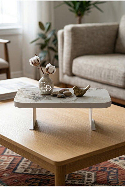 ED Efelez Design Tray, Metal Leg Organizer, Ponte Table Top Shelf, White Meta...