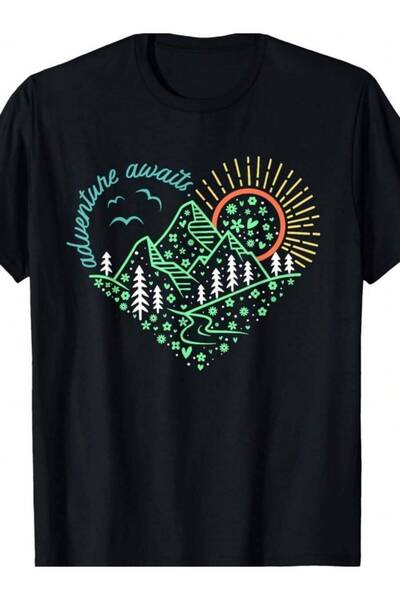 01THEONE Adventure Awaits Shirt Explore More Nature Hiking Camping T-Shirt
