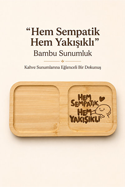 FLY LIFE Dikdörtgen Bambu İki Bölmeli Kahve Sunum Tepsisi, Hem Sempatik Hem Y...