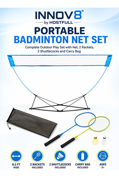 Innov8 Sports INNOV8 by Hostfull Portable Travel Badminton Net Set, 8.2 ft Wi...