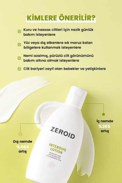 zeroid Aşırı Kuru Hassas Cilde Bariyer Desteği Sunan Yoğun Nemlendirici Losyon Intensive Lotion