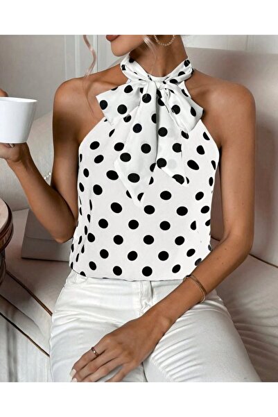 DRESSIFY WOMEN’S FASHION Γυναικεία μπλούζα με λαιμόκοψη και δέσιμο στον αυχέν...