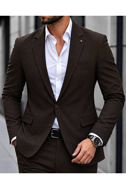 Plus Scorpion Costum bărbătesc smart casual și formal, slim fit, texturat, cu...