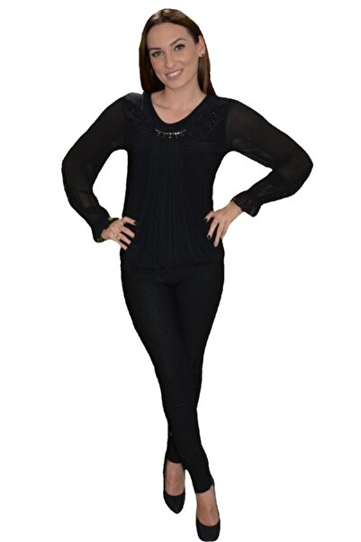 OEM Bluza moderna, tinereasca, nuanta de negru, cu maneca lunga