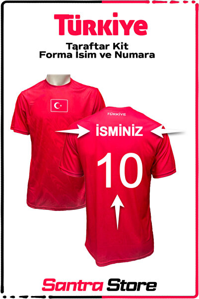 Genel Markalar Türkiye Milli Takım Forması Kırmızı Forma Taraftar Kit İsim ve...
