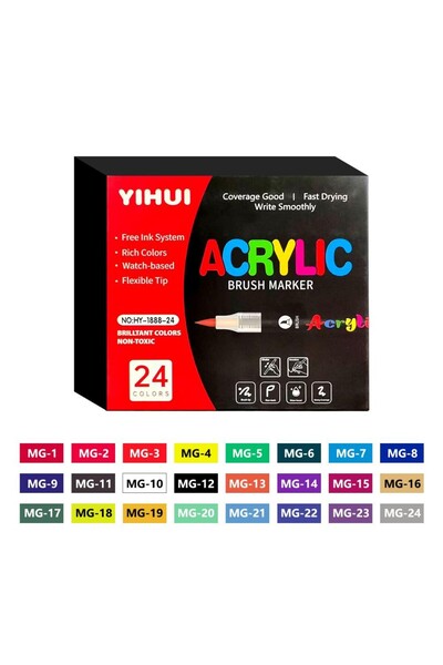 choice2 24 قطعة بسعر جيد، مجموعة أقلام طلاء أكريليك بـ 12-60 لونًا، أقلام طلا...