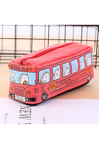 Choice3 Red Creative large capacity bus pencil case pencil case cartoon penci...
