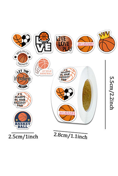 Choice H1024-1inch 500 Pcs Basketball Stickers 1inch Self-Adhesive Sports Bal...