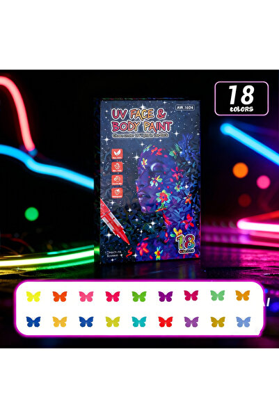 Choice 18 Colors Glow in the Dark Face & Body Paint Marker UV Neon Temporary ...