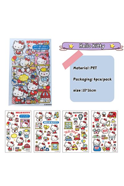 choice2 4pcs-1pack-A 4Pcs Genuine Sanrio Hello Kitty Stickers Toys Cute Kurom...