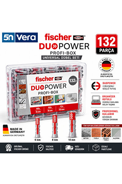Fischer DuoPower Profi-Box 132 Parça Universal Dübel Seti | 6 mm 8 mm 10 mm |...