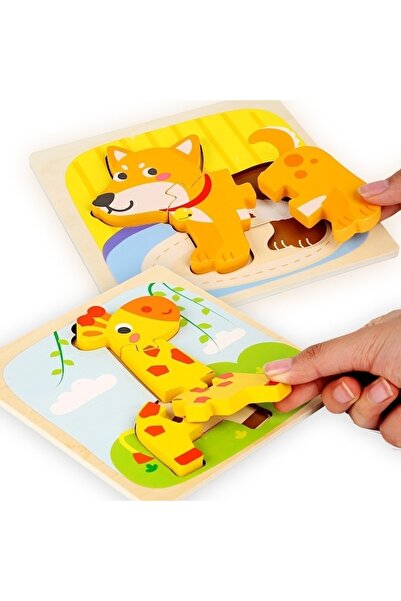 Velaris Puzzle Montessori 3D din lemn pentru copii 0-3 ani, model cățeluș, ed...