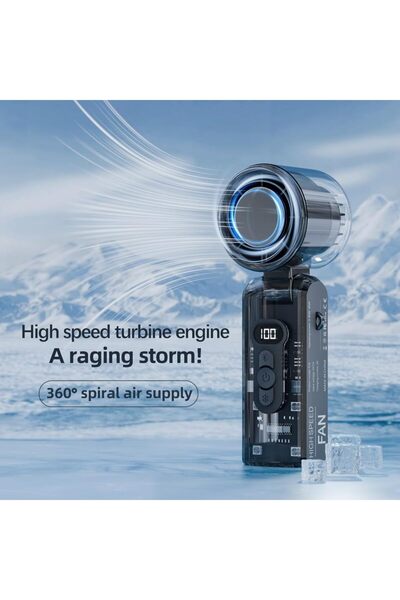 PopZa Portable Handheld Ice Fan with Cooling Plate & LED Light – Foldable Min...