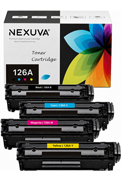 Nexuva مجموعة خراطيش حبر HP 126A المتوافقة (4 عبوات) - CF350A CF351A CF352A C...