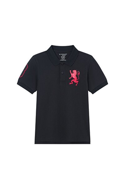 Giordano Kids’ Slim Fit Lion Embroidered Cotton Polo