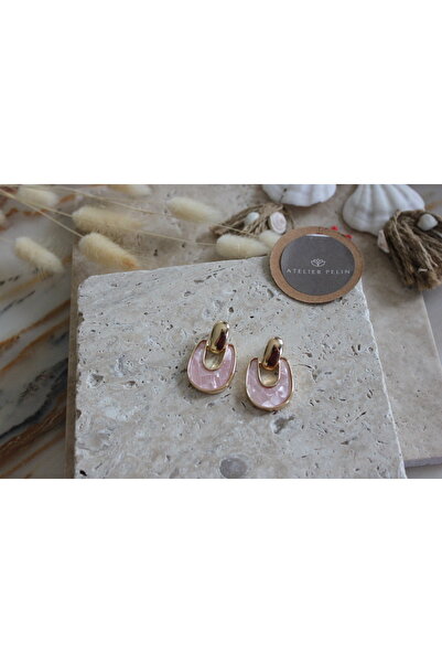 Atelier Pelin Drop Hoop Earrings / Pink