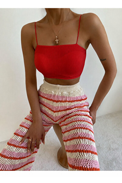 PurpuraVioleta Thin Strap Ribbed Crop Top