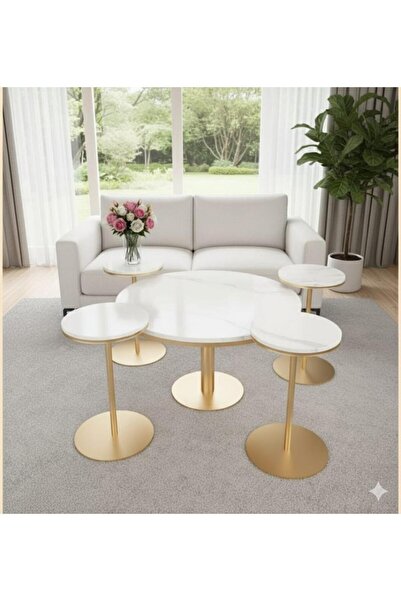 Tables طقم طاولات قهوة مودرن رخامي (5 قطع)