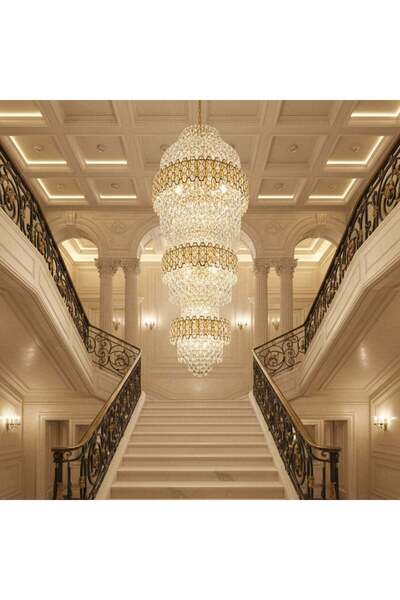 OEM Crystal Chandelier TRIO Regalis 63xE14, Diameter 80cm, Height 260cm, Shin...