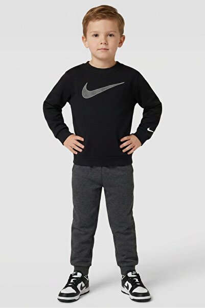 Nike Kids Boy Sportswear Fit Long Sleeve Outdoor Sweatshirt, Black