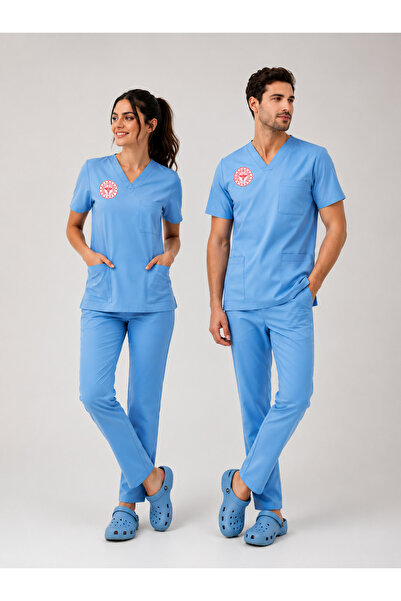 YAKA UNİFORM Doktor Ve Hekim Forması Scrubs Likralı Takım Sağlık Bakanlığı Uy...