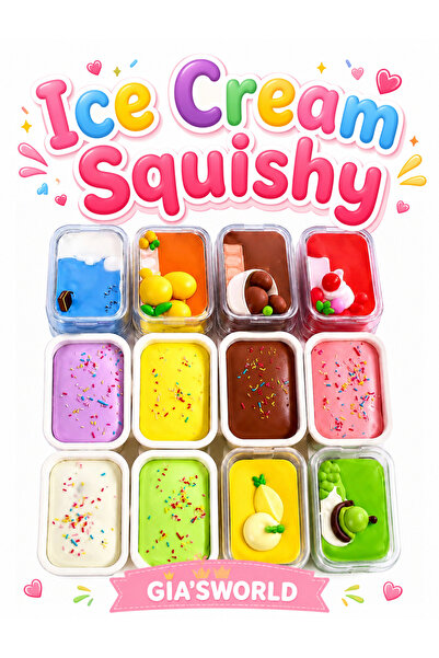 GIA'S WORLD Model squishy de înghețată, jucărie antistres, cu tavă.