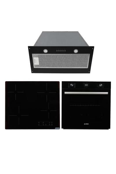 Alveus Nova 615 Siyah Elektrikli Gömme Aspiratörlü 3' lü Ankastre Set(F9(52cm)-VİTRO-MFA615)