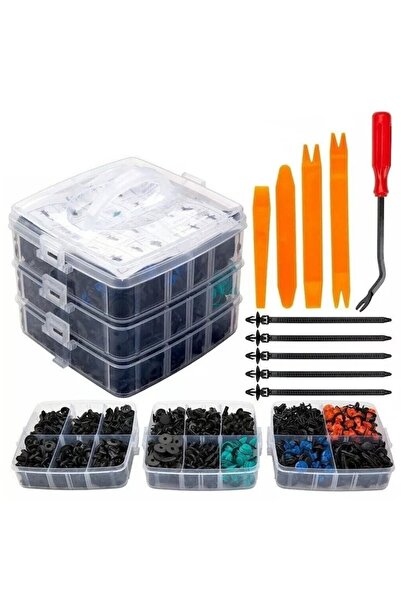 Velaris Set de cleme auto, 650 de piese, nituri și cleme de fixare, cu extrac...