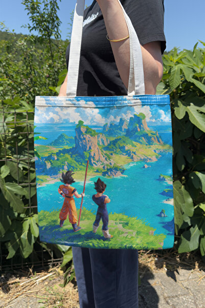 ZipZap Dragon Ball V2 Summer and Winter Double-Sided Canvas Print Tote Bag An...