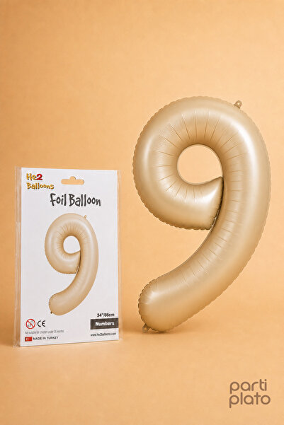 He2 Balloons بالون كراميل فويلي على شكل رقم 9 مقاس 86 سم، بالون بلون الكراميل...