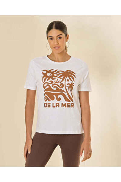 REDTAG Women White Graphic T Shirt