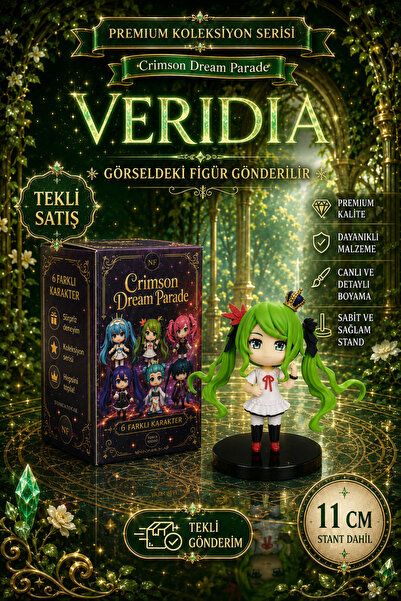 Nandy Home Veridia - Yeşil Saçlı Koleksiyon Figürü - 11 cm - Standlı Tekli De...