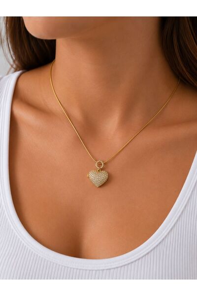 B Design jewelry Puffy Heart Covered Necklace