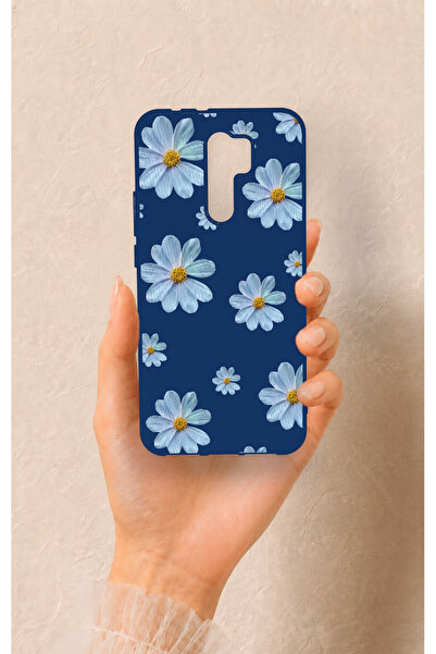 Vip Case Redmi 9 Uyumlu Mavi Papatya Desenli Silikon Kılıf