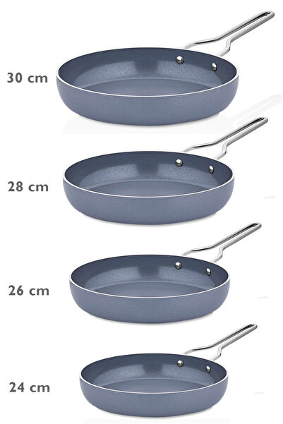 Amboss Sera Nova Yanmaz Yapışmaz Seramik Tava Seti 30 - 28 – 26 - 24 cm – Gri