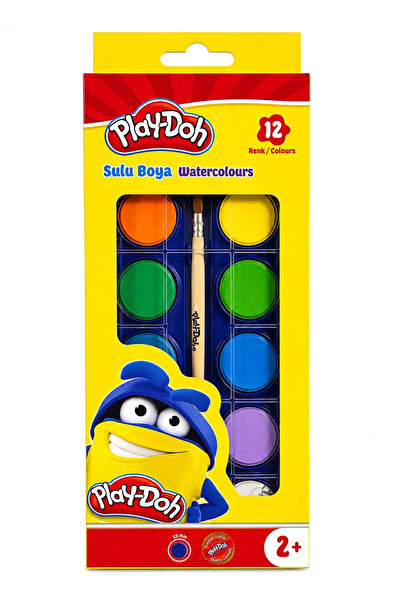 Play Doh Play-Doh 12 Renk Sulu Boya | Canlı Renkler Fırçalı Suluboya Seti 12'li