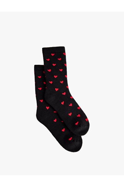 Koton Cotton Heart Patterned Towel Socks