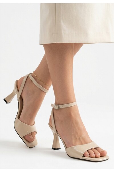 ALFA AKSESUAR 03 Porja Beige Leather Heeled Arched Shoes