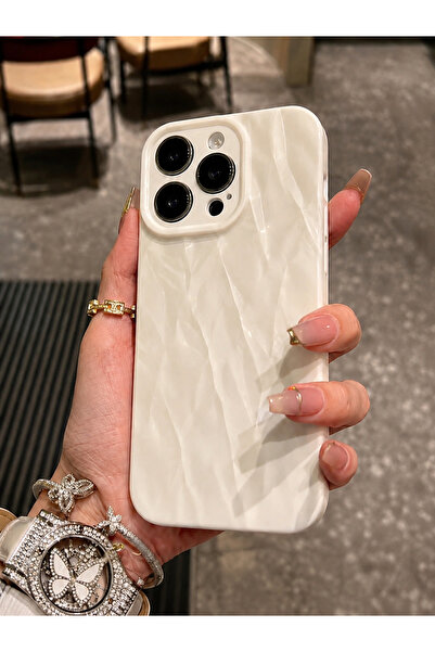 MUSSTECH Iphone 14 Pro Max Uyumlu Mat Renkli Kırışık Dokulu Telefon Kılıfı, K...