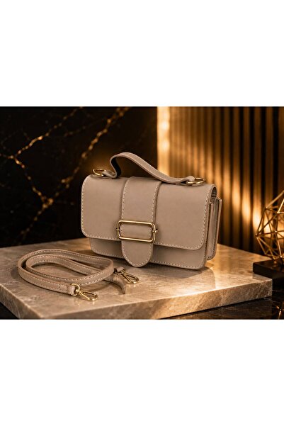 Senvia Kadın El ve Omuz Çantası Gold Tokalı Mini Şık Çanta